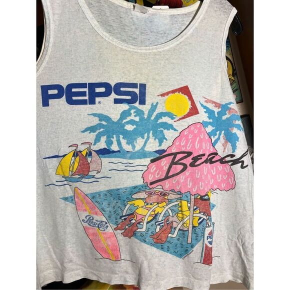 Vintage 1990 Pepsi Soda Beach Promo Tank Top - Picture 2 of 6